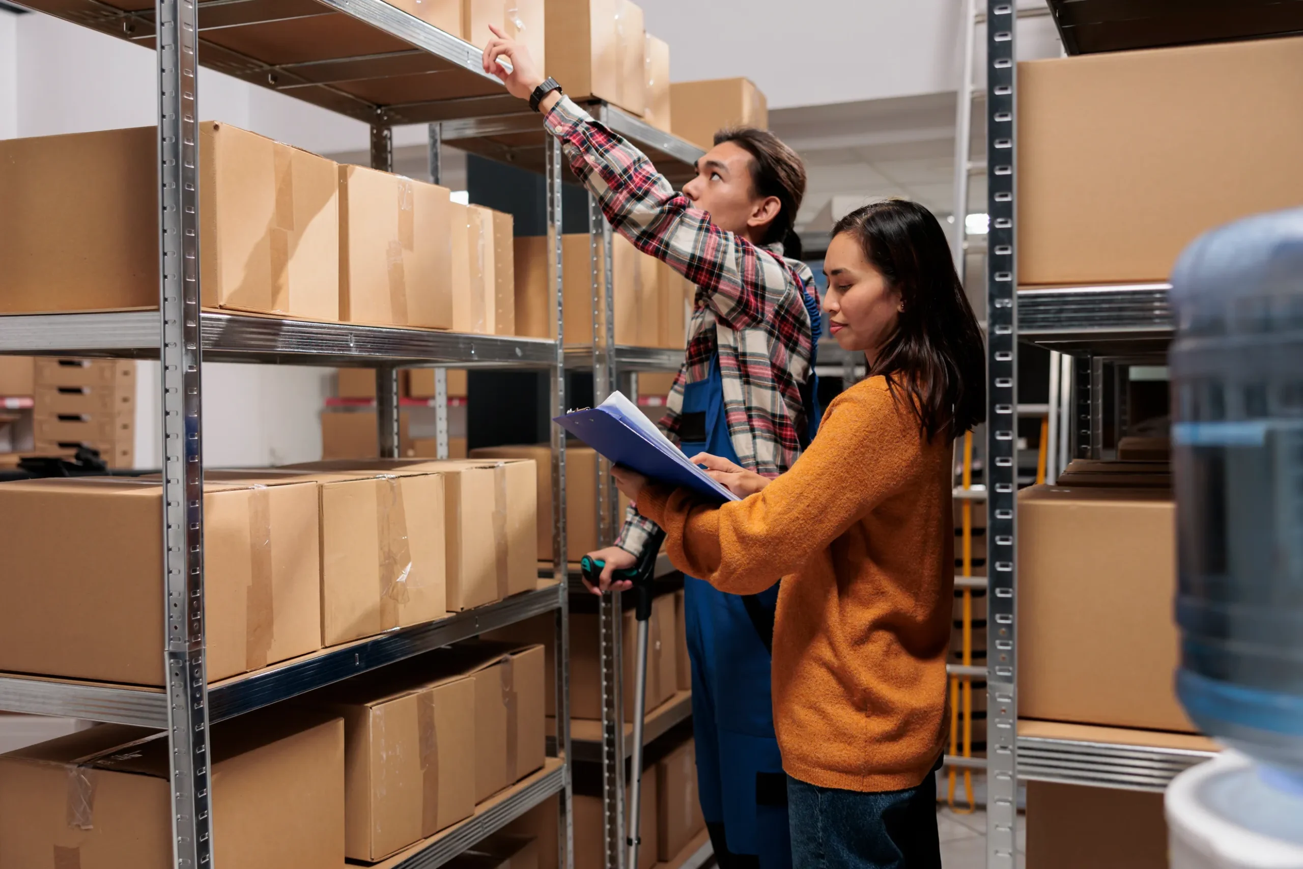 Storage solutions in Dubai 2 staff members of a company providing storage solutions in Dubai