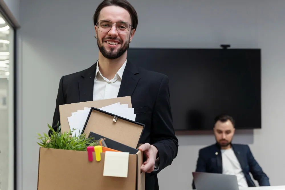 A person moving out of law office