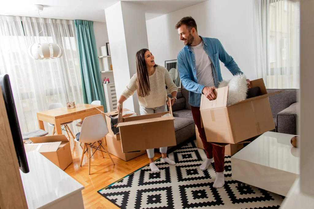 a couple happy after a move